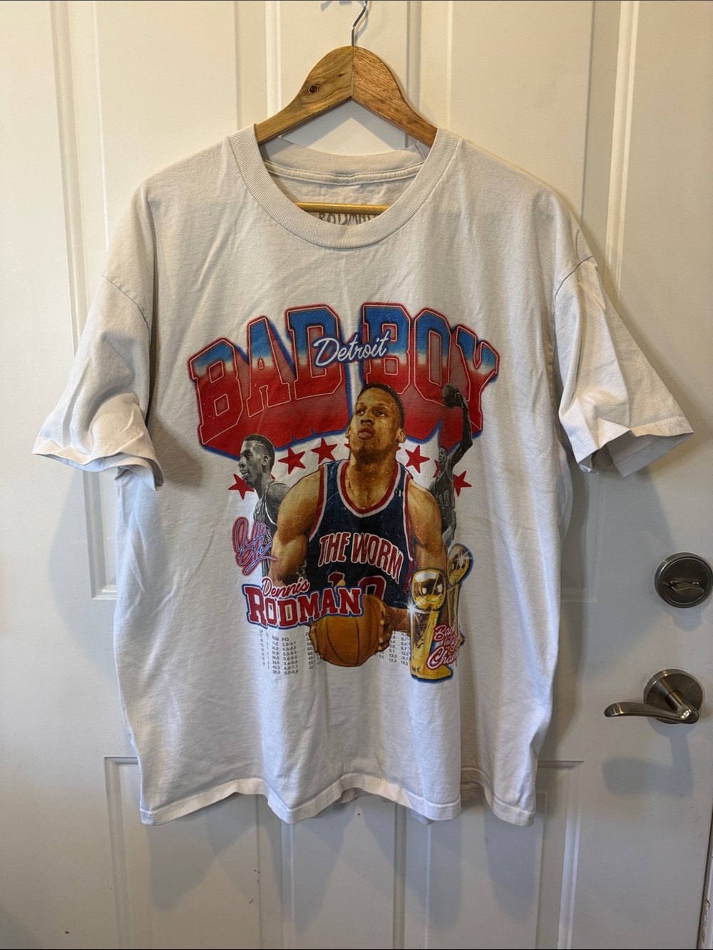 White Dennis Rodman 'Bad Boys Detroit' Graphic Tee